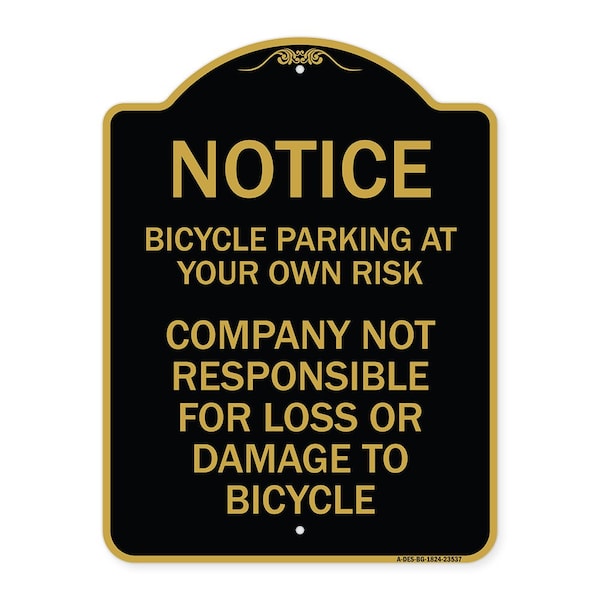 Signmission Bicycle Parking at Your Own Risk Company Not Responsible for Loss or Damage to, A-DES-BG-1824-23537 A-DES-BG-1824-23537 - main